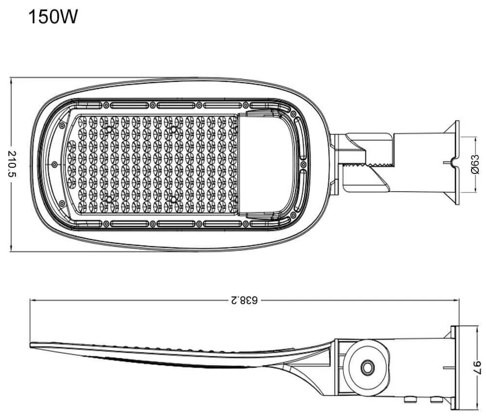 Armatura Stradale LED 150W PHILIPS Lumileds chip, IP65, IK10, 90x130° Colore  Bianco Naturale 4.000K