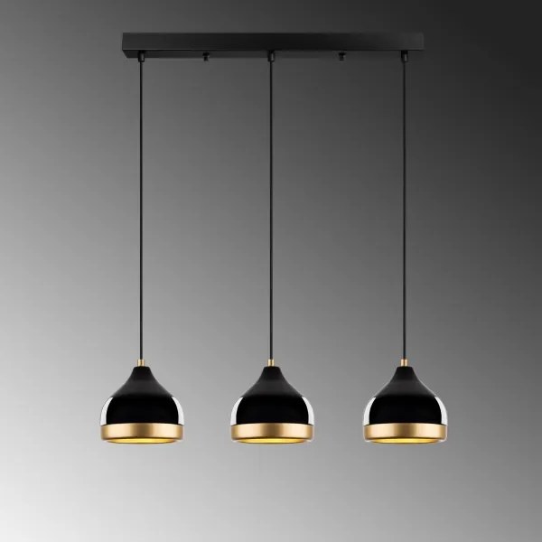 Lampadario a sospensione con cavo YILDO 3xE27/40W/230V nero/oro