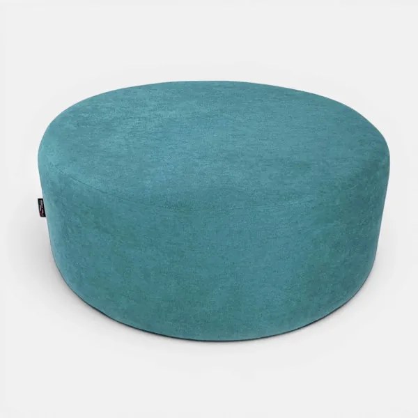 Pouf Tondo Dante L70 cm in Tessuto Antimacchia TURCHESE