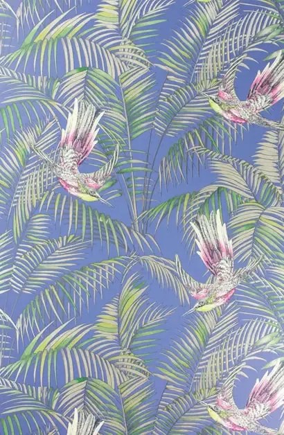 Matthew Williamson Carta da parati Sunbird - blue/ fuchsia/ gilver