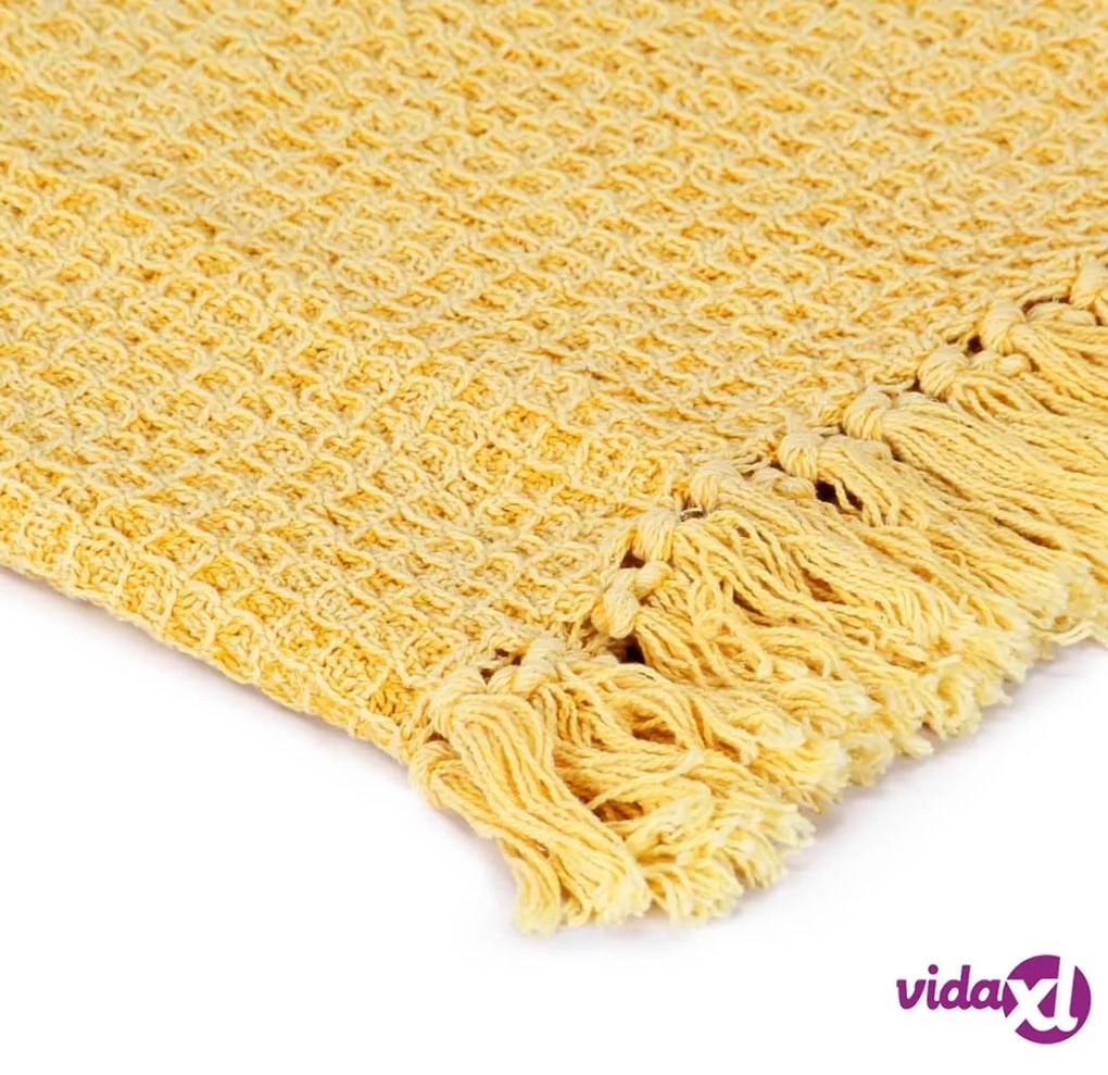 vidaXL Copriletto in Cotone 160x210 cm Giallo Senape