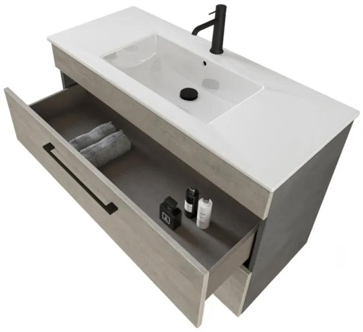 Mobile bagno sospeso 100 cm Smart grigio legno/lava con specchio