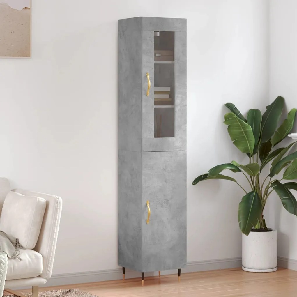 Credenza Grigio Cemento 34,5x34x180 Cm İn Legno Multistrato /