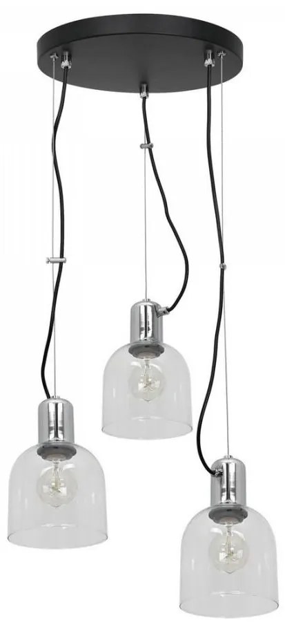 Lampadario su filo BANCO 3xE27/60W/230V trasparente tondo