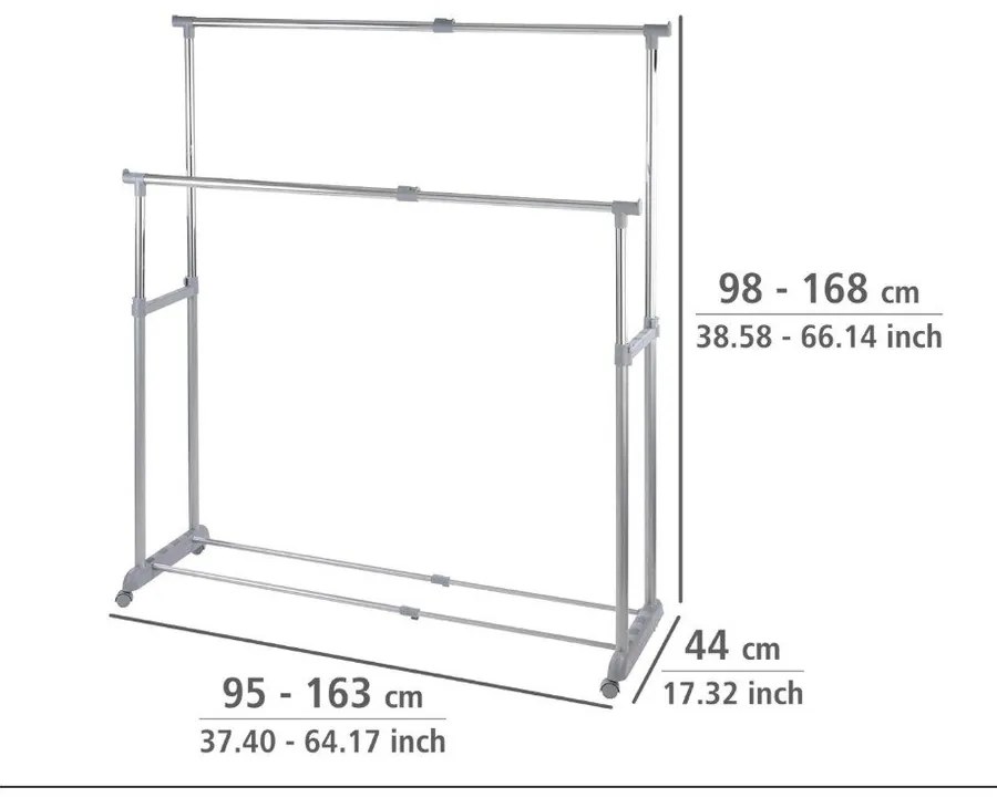 Appendiabiti telescopico/mobile in metallo grigio Twin - Wenko