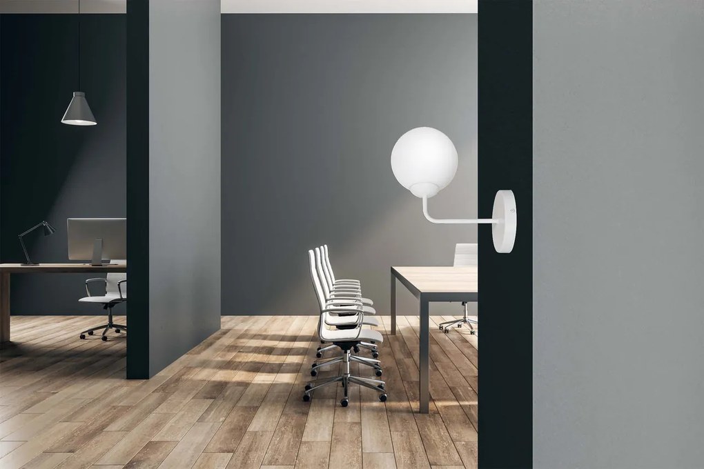 Applique da Parete in Acciaio e Vetro PREGOS K1 Nero/Bianco E14