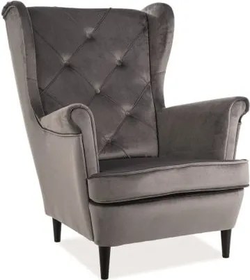 Poltrona Lady in velluto grigio Blu14/wenge