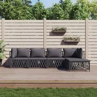 Set Salotto da Giardino 5 pz con Cuscini in Acciaio Antracite 3186865