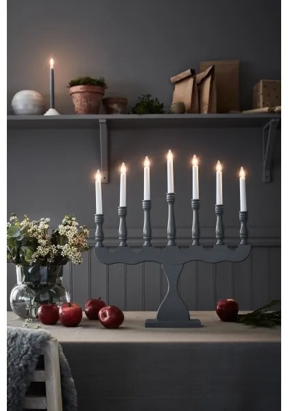 Markslöjd 705813 - Candelabro natalizio SVANEHOLM 7xE10/3W/230V pino/grigio