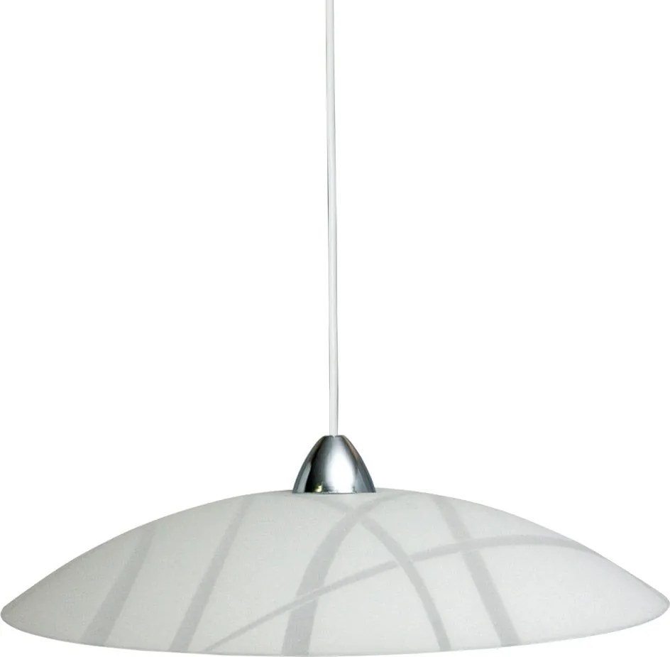 Sospensione D50 1xE27 Montatura Bianco-Cromo Vetro Lastra Bianco E-Energy Dario...