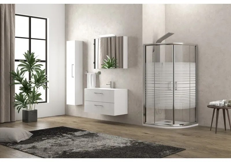 Kamalu - Box doccia semicircolare 80x80 vetro serigrafato altezza 180cm | K400