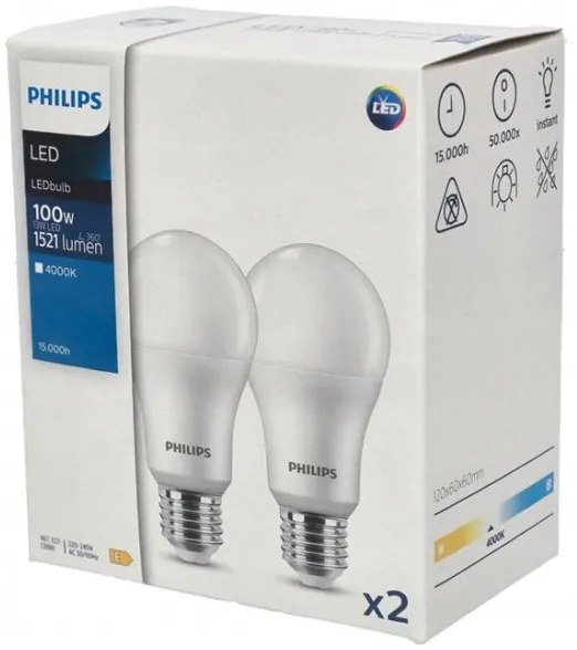 SET 2x Lampadina LED Philips A67 E27/13W/230V 4000K