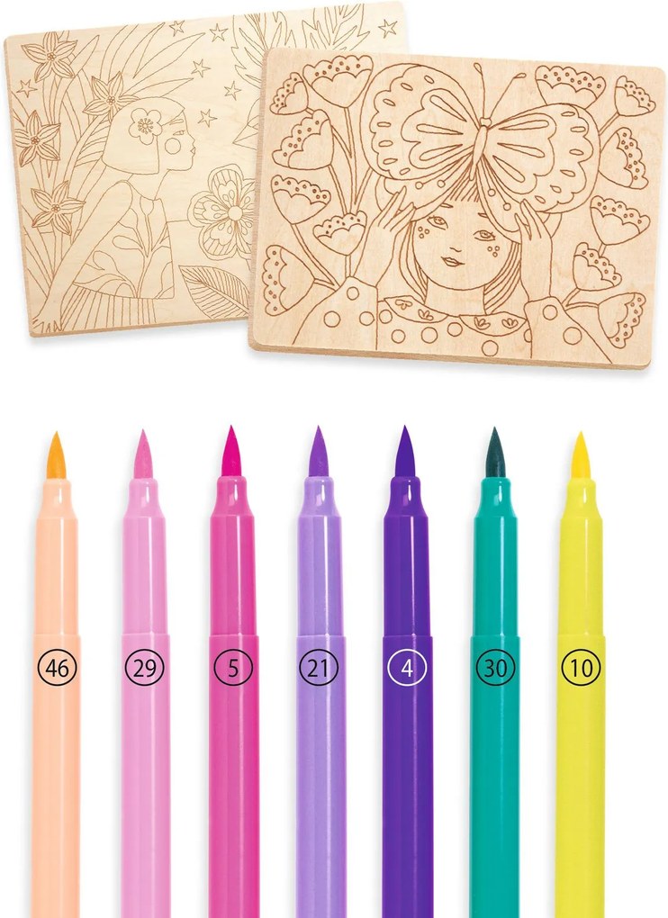 Gioco d'arte - disegno su legno - Ragazze dolci