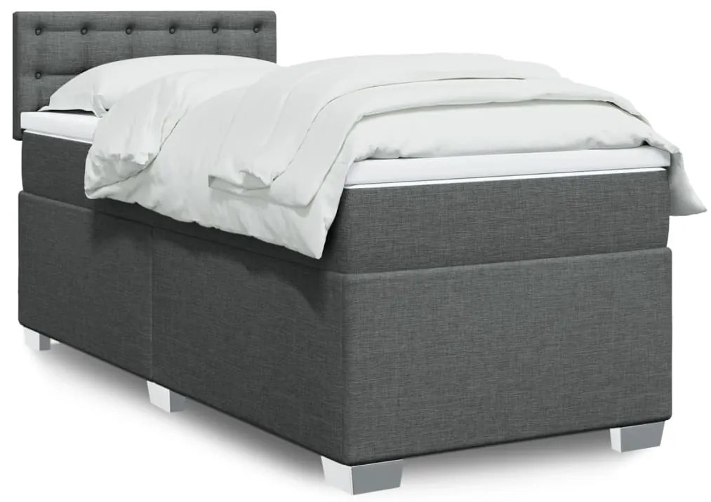Giroletto A Molle Con Materasso Grigio Scuro 100x200 Cm Tessuto /