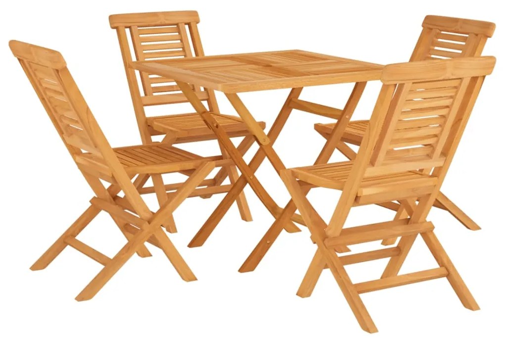 Set da pranzo per giardino 5 pz in legno massello di teak