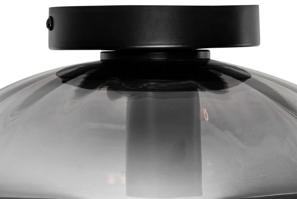 Plafoniera Art Déco nera con vetro fumé - Ayesha
