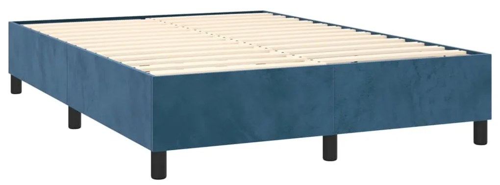 Letto a molle con materasso e led blu scuro 140x200 cm