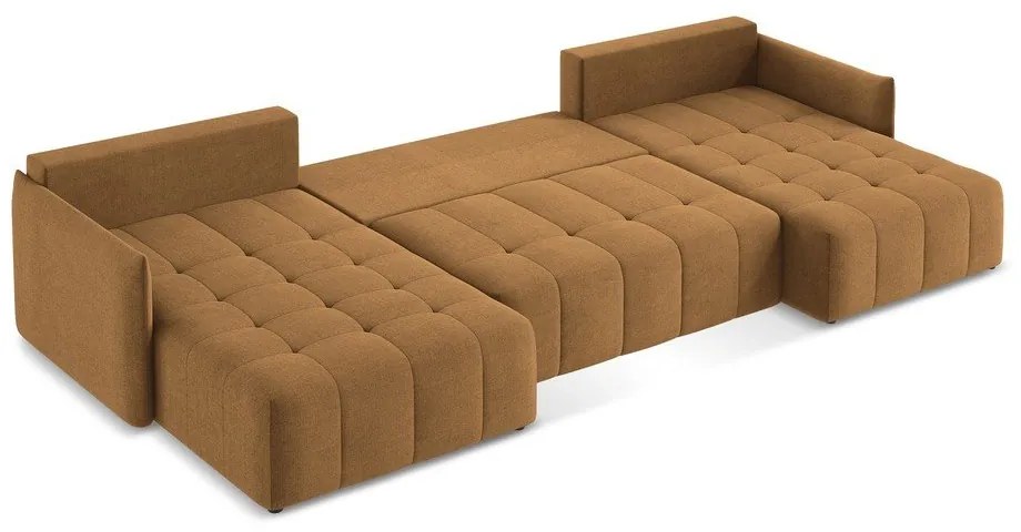 Divano angolare color terracotta allungabile/con contenitore (a U) Moku – Makamii