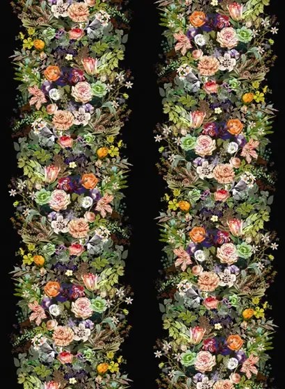 Rebel Walls Carta da parati panoramica Flowerbed - Black