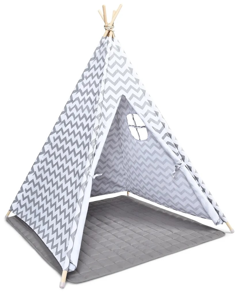 Costway Tenda in stile indiano 160 cm portatile per bambini, Tenda di cotone con cuscino spesso, Bianco