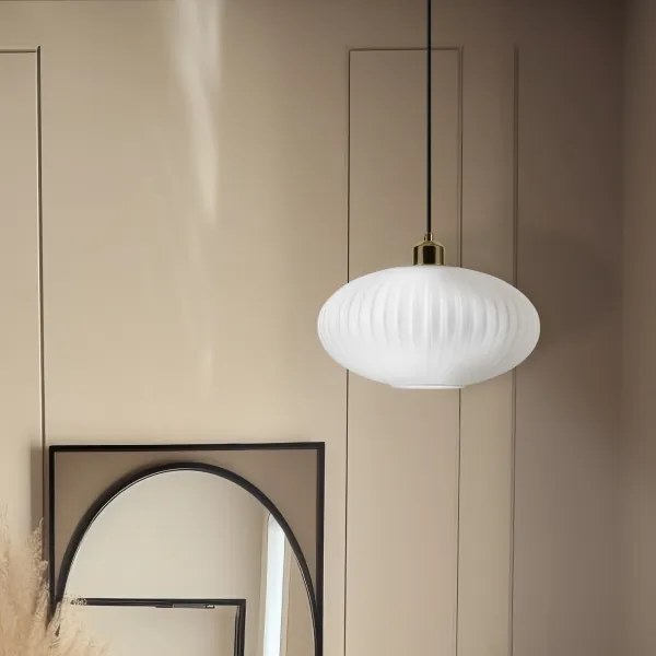 Lampadario a sospensione con filo HARMA 1xE27/15W/230V diametro 30 cm bianco/oro