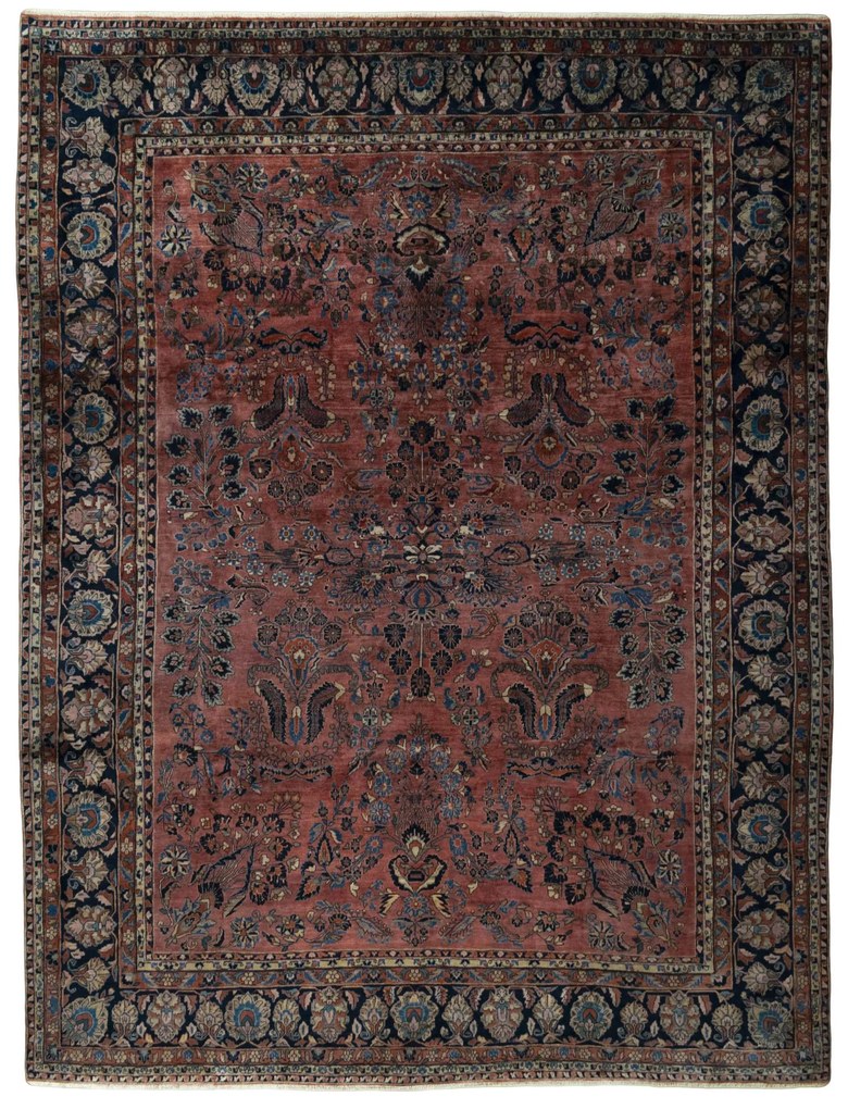 Sarouk Tappeto 410x310 Rosso (Iran) Annodato A Mano