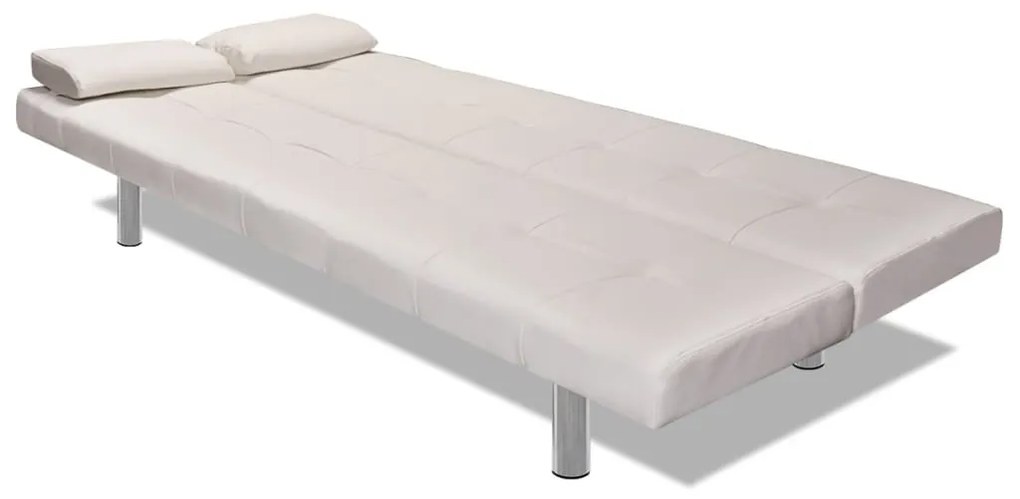 Divano letto con 2 cuscini similpelle regolabile bianco crema