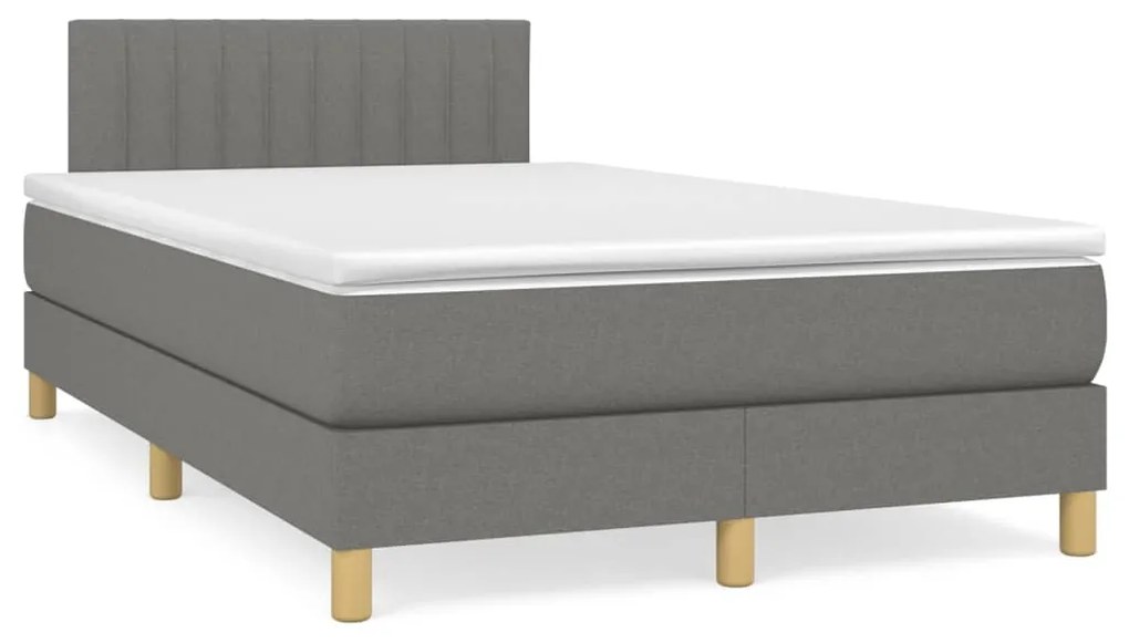 Letto a Molle Materasso e LED Grigio Scuro 120x190cm in Tessuto