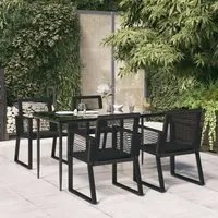 Set da Pranzo da Giardino 5 pz Nero in Rattan PVC 3156548