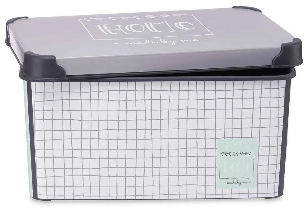 Scatola portaoggetti con coperchio Home Con griglia Grigio Plastica 10 L 23,5 x 16,5 x 35 cm (12 Unità)