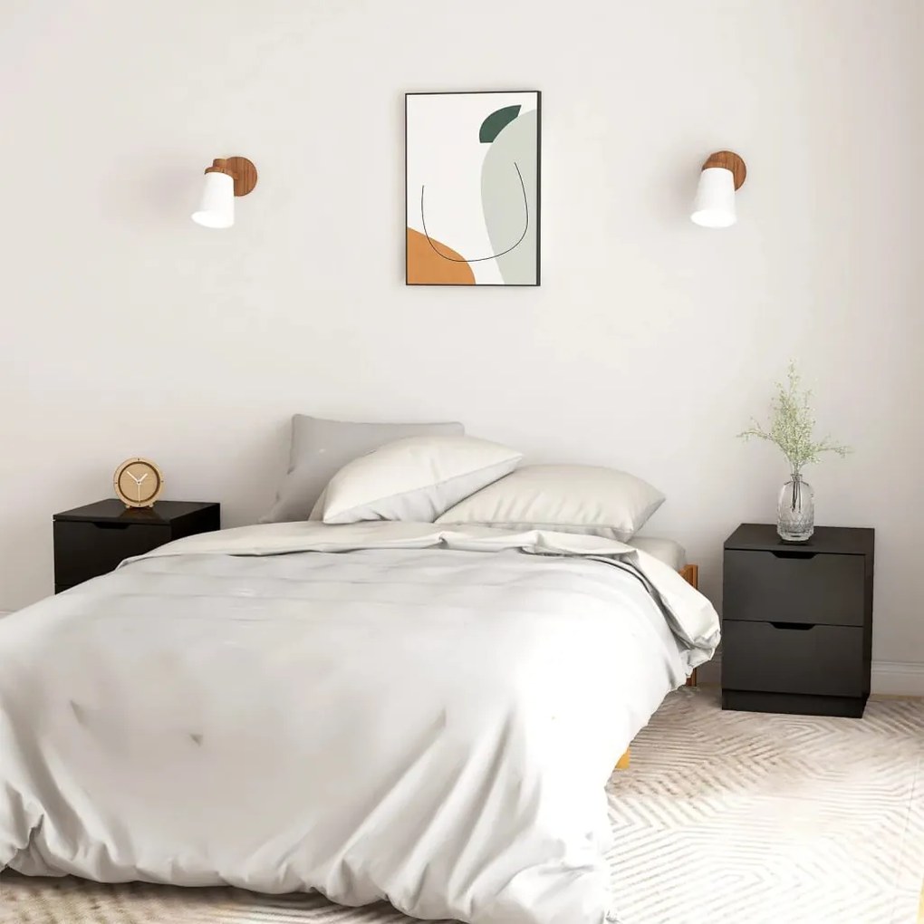 Comodini 2 Pz Neri 40x40x50 Cm İn Legno Multistrato /