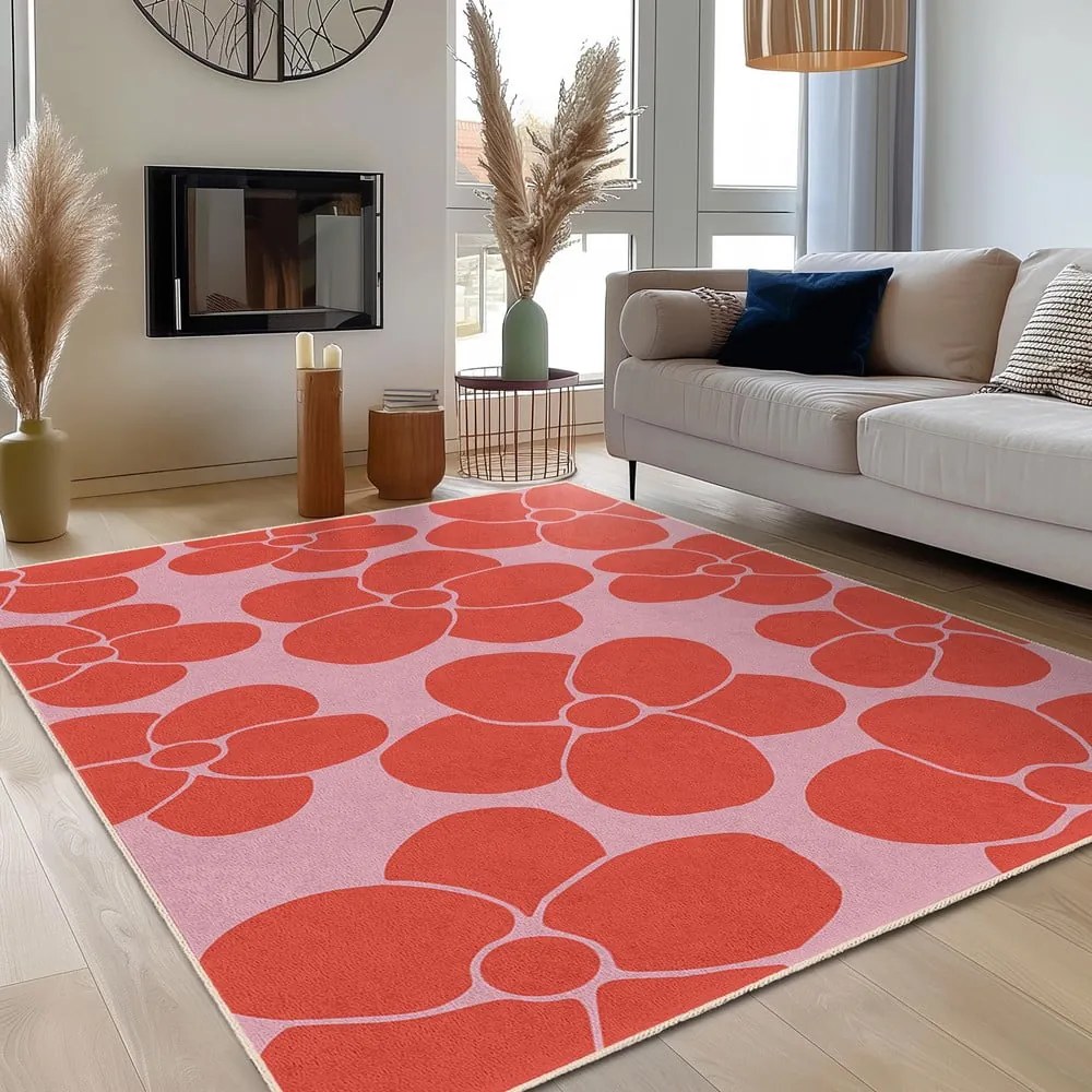 Passatoia rossa e rosa lavabile 80x200 cm Poppy Fields – Mila Home