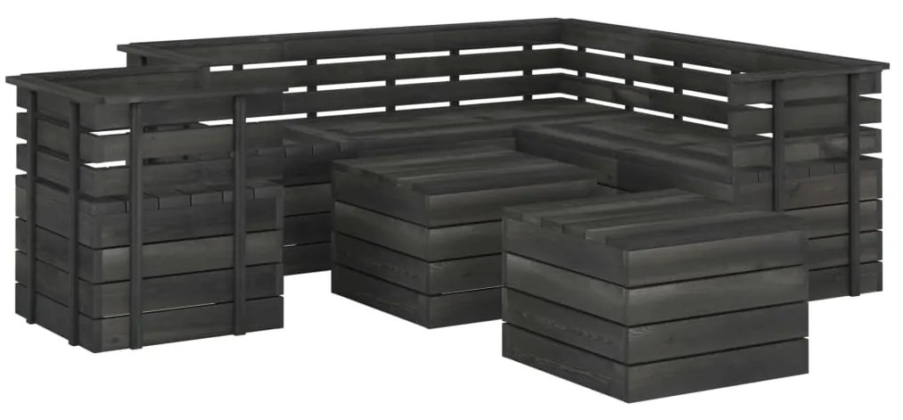 Set divani da giardino su pallet 8 pz legno pino grigio scuro