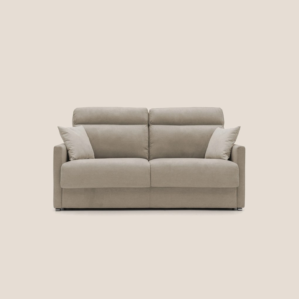 Margot Divano letto matrimoniale con schienale morbido alto in tessuto T02 beige