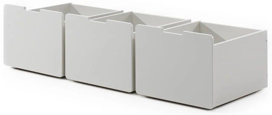 Cassetti bianchi sotto il letto dei bambini 3 pezzi Pino - Vipack