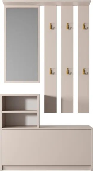 Mobile Da Ingresso  Con Scarpiera Appendiabiti E Specchio Lind Tortora