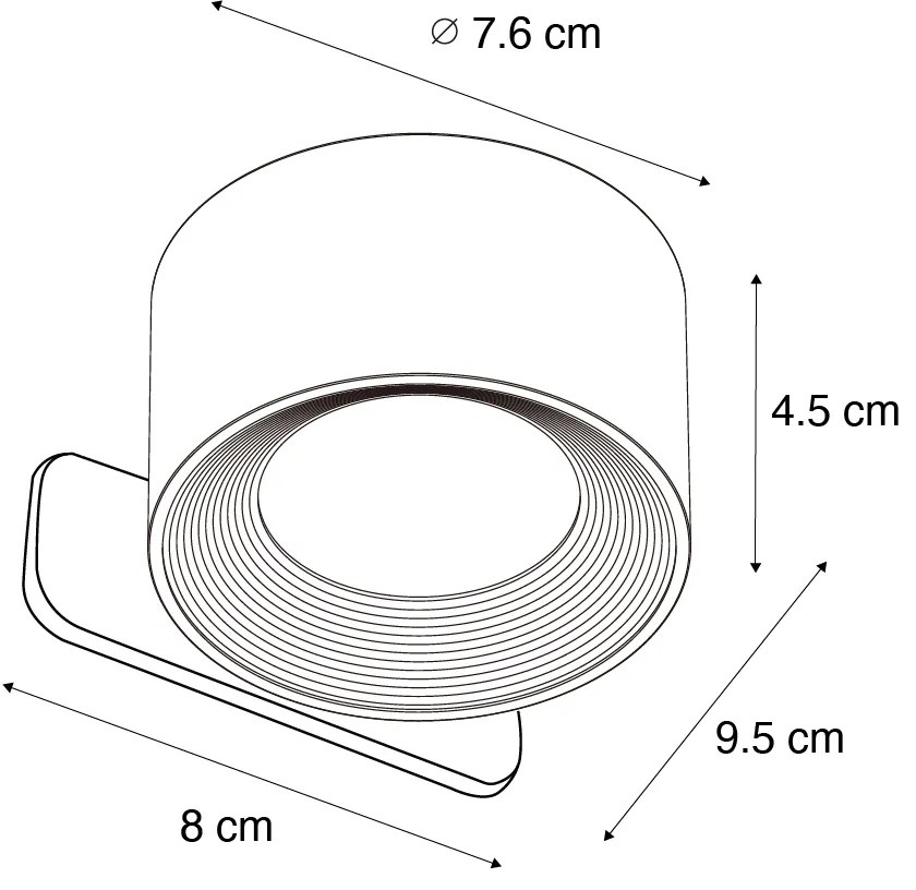 Set di 4 plafoniere e applique moderne nere con LED ricaricabile - Bright