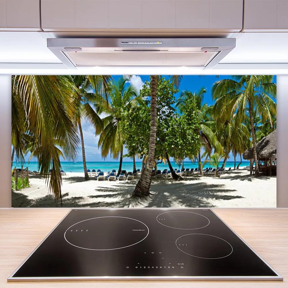 Schienali cucina Paesaggio delle palme della spiaggia 100x50 cm