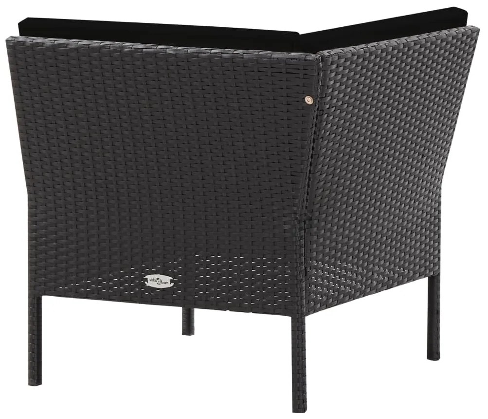 Set Divani da Giardino 6 pz con Cuscini in Polyrattan Nero