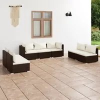 Set Divani da Giardino 7 pz con Cuscini in Polyrattan Marrone 3102234