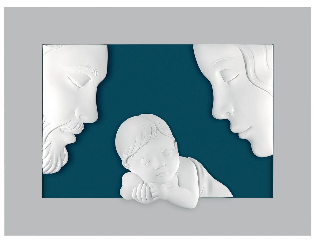 Bongelli preziosi Capezzale moderno sacra famiglia in marmorino cm 100 x 75 BLU