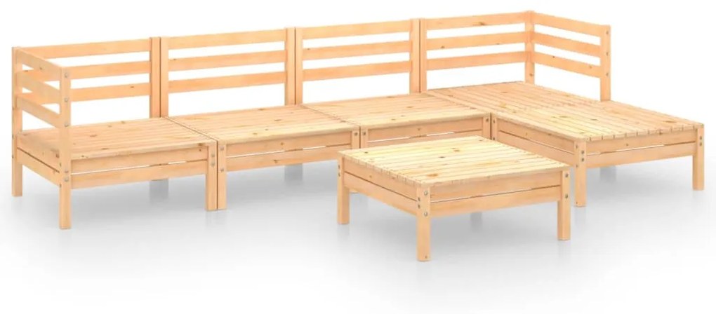 Set salotto da giardino 6 pz in legno massello di pino