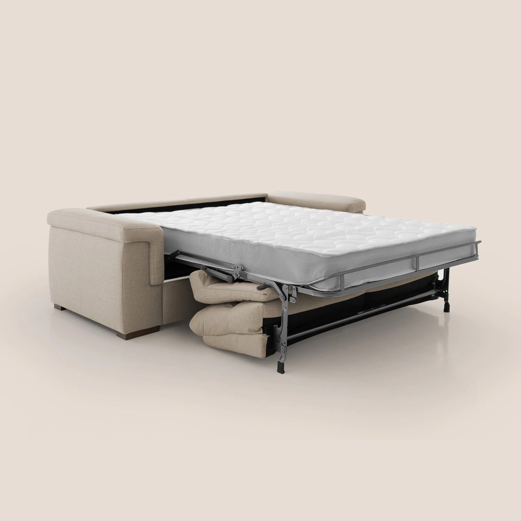 Magnolia divano letto con materasso alto 18 cm morbido schienale alto in tessuto smacchiabile T05 beige