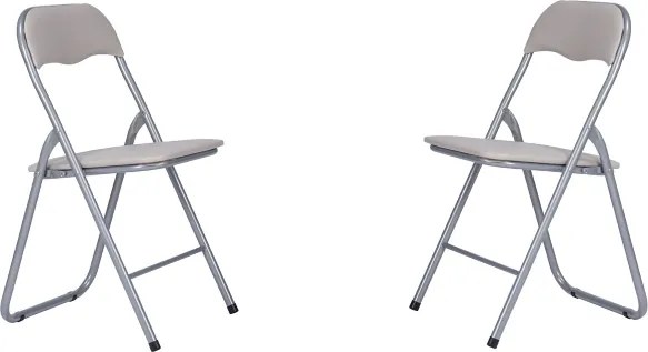Sedia in metallo pieghevole seduta ecopelle TORTORA SET 2 PEZZI