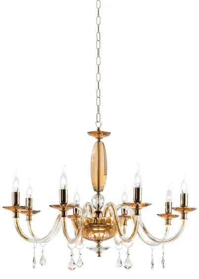 Lampadario a sospensione CECILIA in cristallo 8 luci D85 cm AMBRA