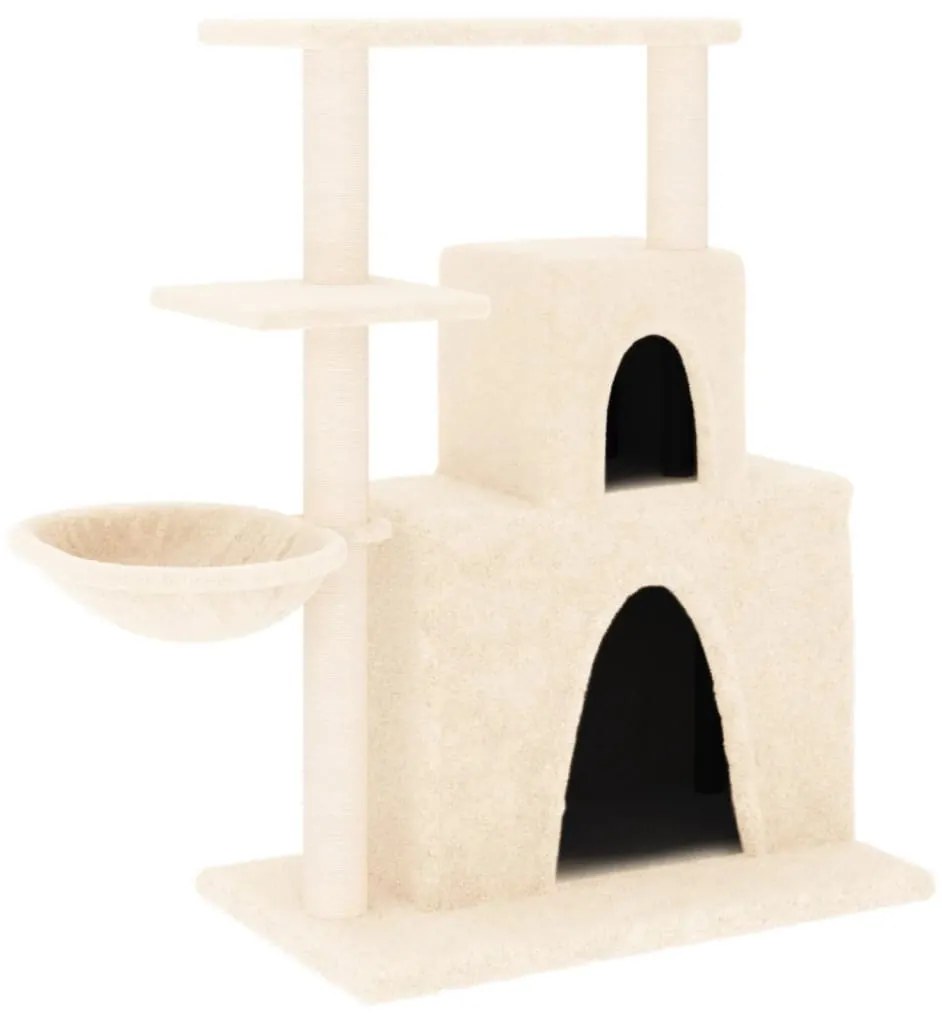 Albero per gatti con tiragraffi in sisal crema 83 cm