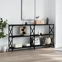 Tavolino Consolle Nero 200x28x80,5 cm in Legno Multistrato 835429