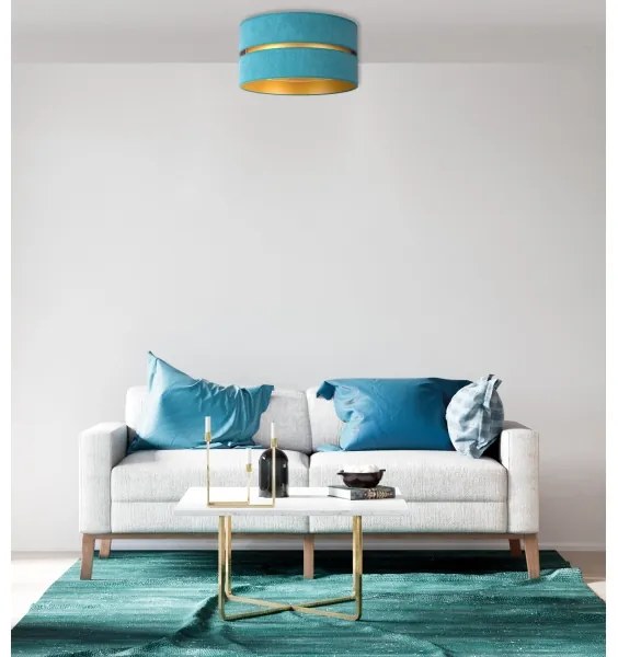 Duolla - Plafoniera DUO 1xE27/40W/230V diametro 40 cm turchese/oro