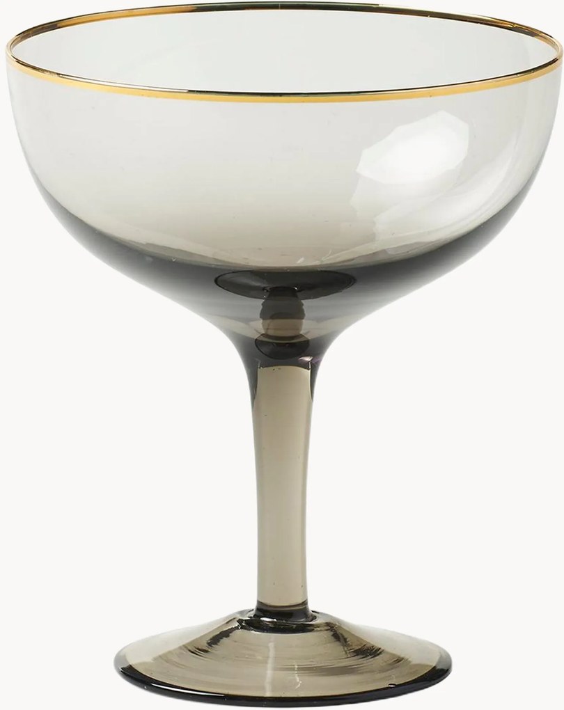 Set di 6 coppe champagne in vetro soffiato Deco