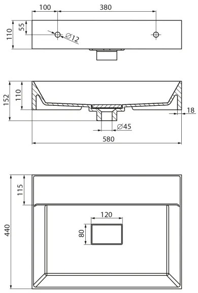 Sapho - Lavabo sospeso GODIVA 58x44 cm marmo/bianco